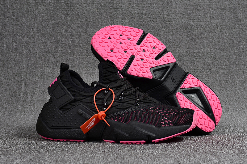 Women Nike Air Huarache 6 Flyknit Black Pink Shoes